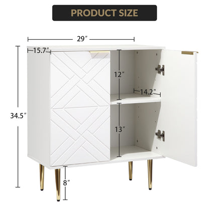 Sideboard – Dressoir – Buffetkast – Opbergkast – Witte Kast – Warm Wit – Verstelbare Planken – Compact Design