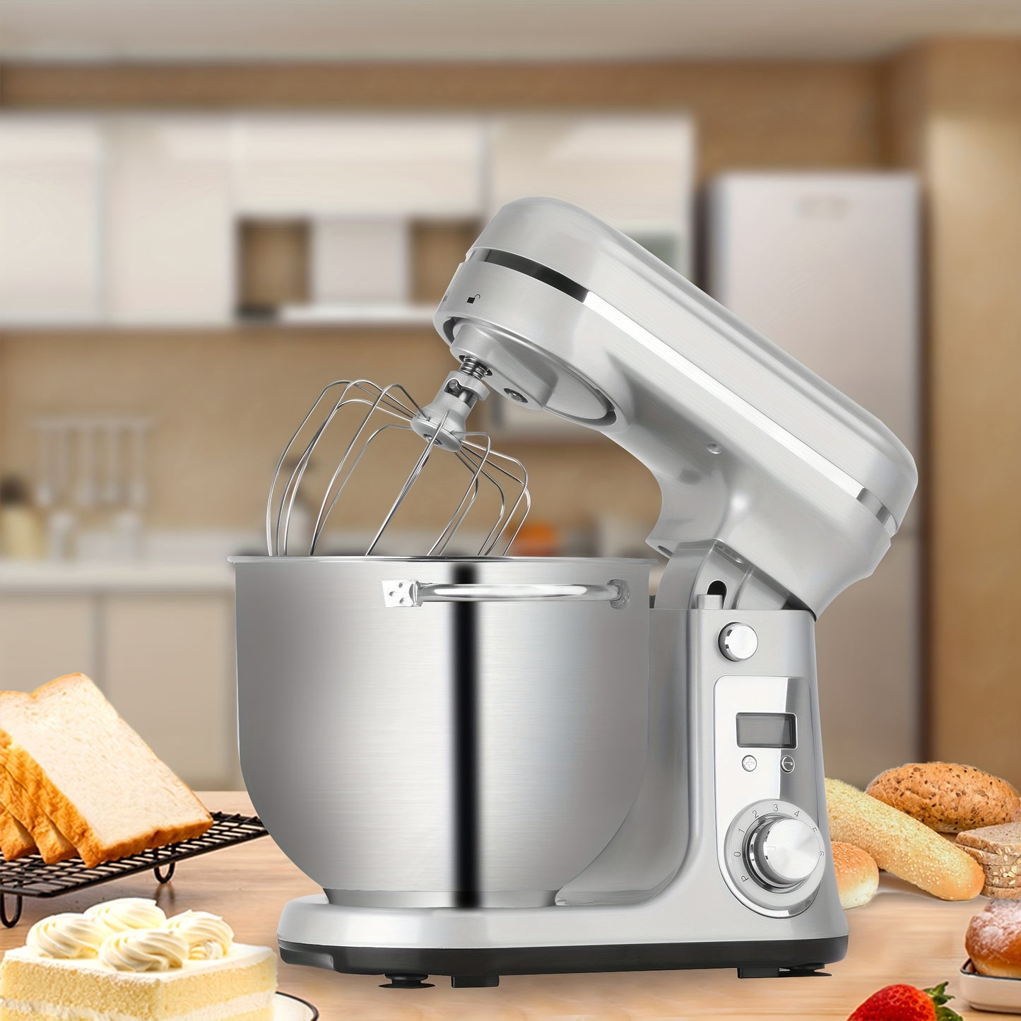 Keukenmachine – Keukenmixer – Keukenrobot – Foodprocessor – Mixer – 6L RVS Mengkom – Krachtige 1200W DC Motor – 6 Snelheden Met Timer