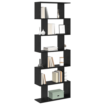 Boekenkast – Boekenplank – Opbergkast – Rek – Zwarte Houten Boekenkast Noir – 6 Ruime Planken – Ingebouwd Slot – Afmetingen 70x24x193,5 cm – Volledig Gemonteerd – Polypropyleen Achterwand