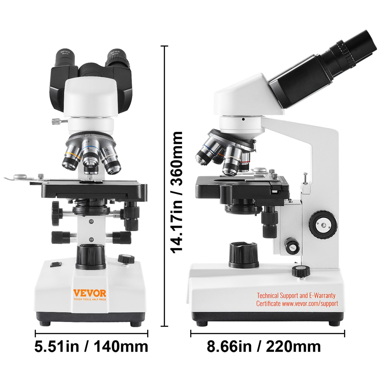 Microscoop – Binoculair – Laboratoriummicroscoop – Biologische Microscoop – Compound Microscoop – 40x-2500x Vergroting – Tweelaags Mechanisch Preparaattafeltje