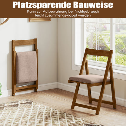 Inklapbare Stoelen Set – Opvouwbare Stoelen – Eetkamerstoelen – Klapstoelen – Extra Zitplaatsen – Stevig Houten Frame – Comfortabele Gevoerde Zitting