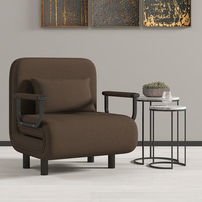 Klapbank – Slaapbank – Zitzak – Sofa Bed – Zitbank – 5-stand Verstelbare Rugleuning – Duurzaam Polyester – Inklapbaar – Moerbruin – 116x65x85 cm
