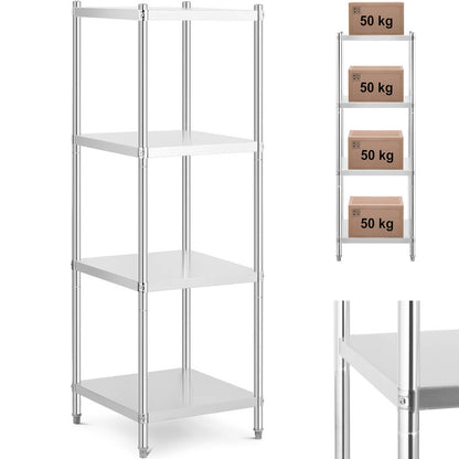 Staalrek – Metalen Opslagrek – Opbergrek – Garagekast – Stellingkast – 60x60x180 cm – Roestvrijstaal – 200 kg Draagvermogen