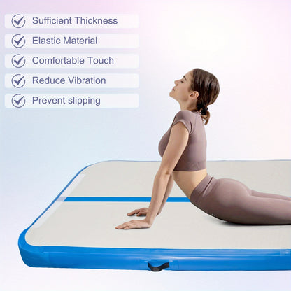 10FT PVC Air Mat | 3m×1m×10cm Inflatable Tumbling Gymnastics Mat for Yoga Training, Solid Color in, Purple, Fluorescent Green - Youyijia