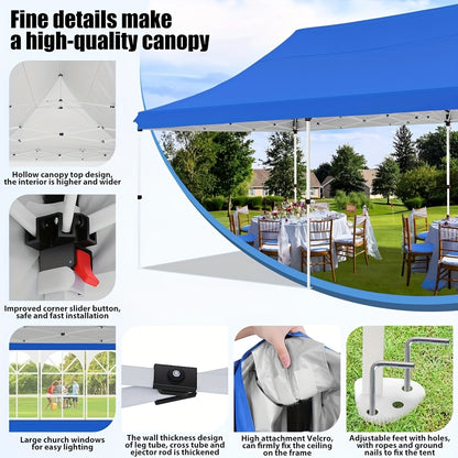 Feesttent – Partytent – Paviljoen – Tuintent – Pop-up Tent – 3,05x6,1 m – Waterdicht en UV-bestendig – Hoogte Verstelbaar met 6 Zijwanden