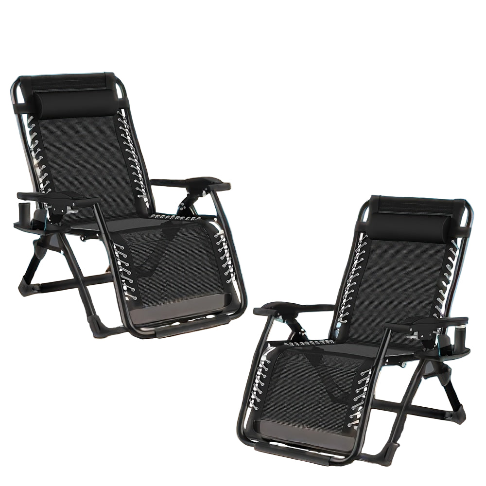 Tuinstoel – Ligstoel – Loungestoel – Relaxstoel – Balkonstoel – Inklapbaar – Extra Breed 83 cm – Verstelbare Rugleuning Met Kussen en Bekerhouder – Max. 180 kg