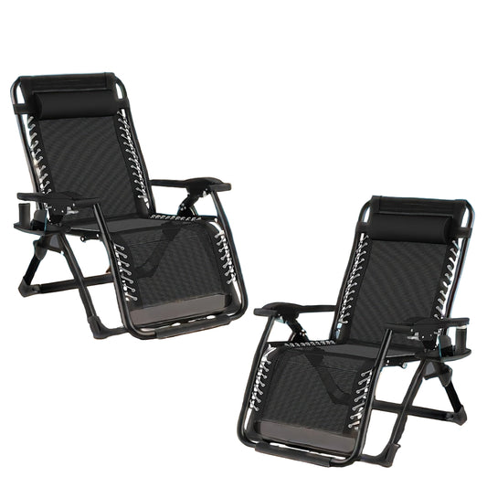 Tuinstoel – Ligstoel – Loungestoel – Relaxstoel – Balkonstoel – Inklapbaar – Extra Breed 83 cm – Verstelbare Rugleuning Met Kussen en Bekerhouder – Max. 180 kg