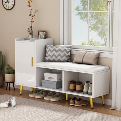 Dressoir – Ladekast – Opbergkast – Dichte Kast – Buffetkast – Wit – MDF – 140 cm Breed – 4 Deuren en 2 Open Vakken
