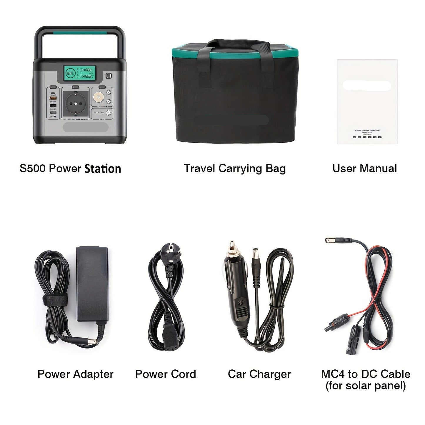 Draagbare Powerstation – Powerbank – Mobiele Accu – Externe Batterij – Compact – 518Wh Lithiumbatterij – Snelladen USB-C 65W