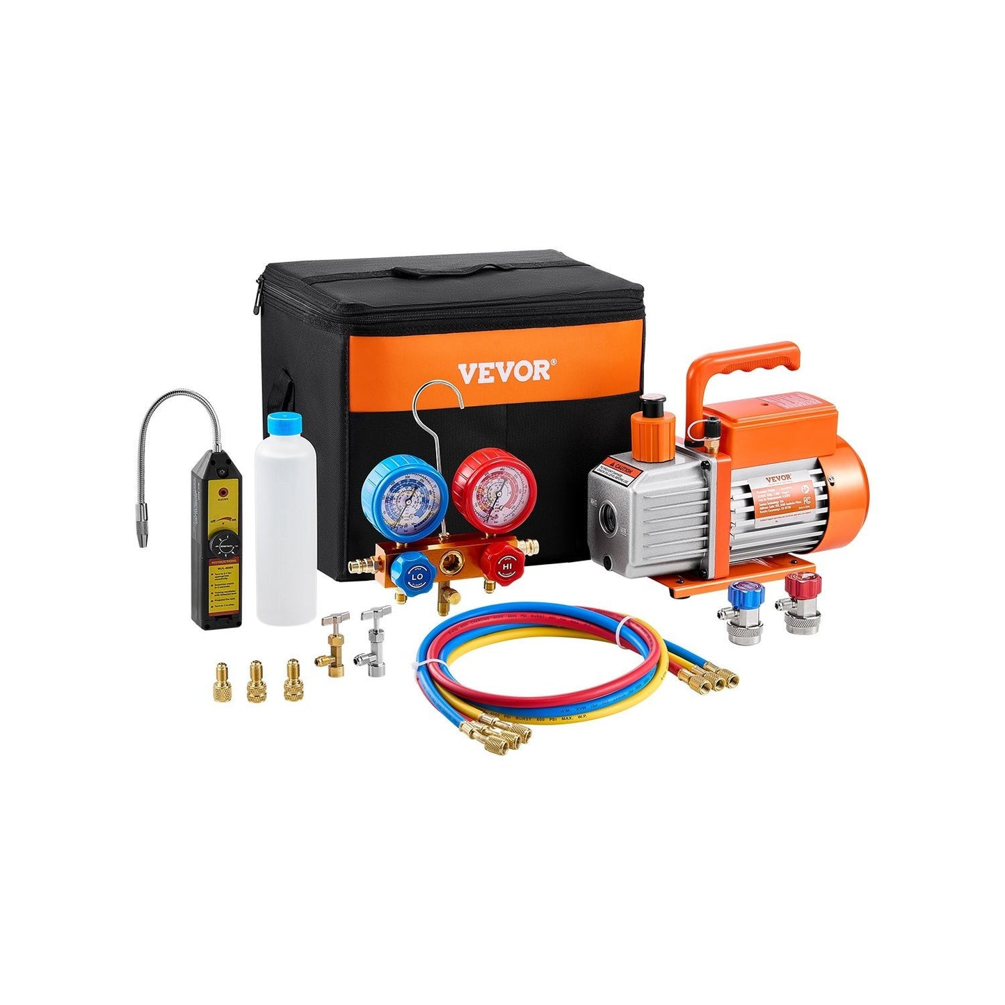 Vacuümpomp – Vacuüm Pomp – Koelvacuümpomp – HVAC Vacuümpomp – Manometer Set – Geschikt Voor Meerdere Koelmiddelen – 4,5 CFM Capaciteit