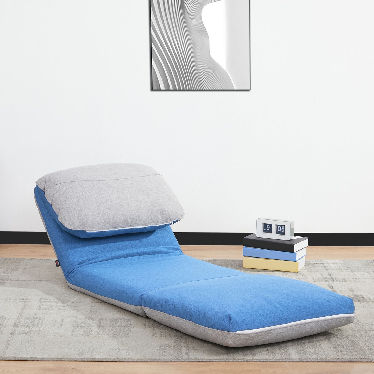Klapstoel – Vouwstoel – Fauteuil – Slaapstoel – Relaxstoel – Verstelbare Rugleuning 5 Standen – Polyester Linnenlook Blauwgrijs