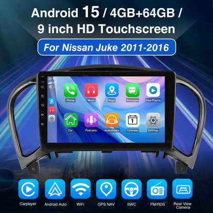 Android Autoradio – Multimedia Radio – Navigatiesysteem – Touchscreen Stereo – 9-Inch IPS HD Scherm – 4GB RAM + 64GB Opslag – Draadloze CarPlay & Android Auto – 12-LED Achteruitrijcamera & Microfoon