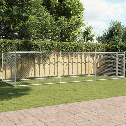 Hondenren – Hondenkooi – Hondenbench – Buitenkennel – Metalen Hondenren Grijs – Gegalvaniseerd Roestbestendig IJzer – 600x200x150 cm – Vooraf Gemonteerd