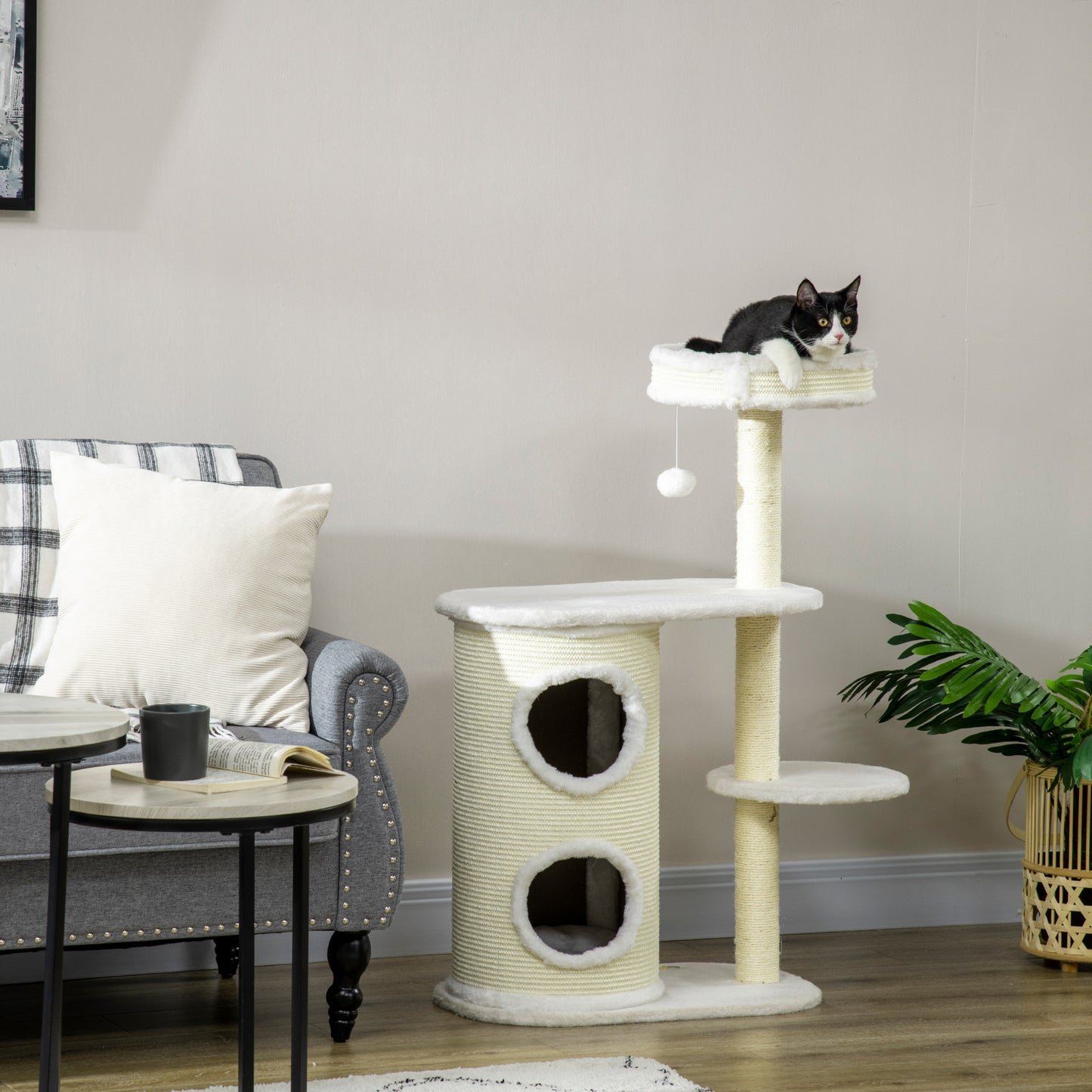 3-laagse plantenstandaard – plantenrek – plantenhouder – bloementrap – plantenbak – blauw-wit – duurzaam PVC – compact design