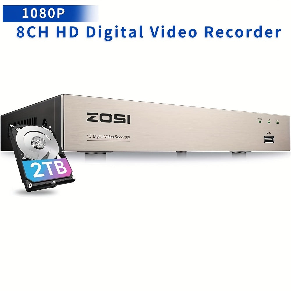 8-Kanaals Beveiligings-DVR – Security Recorder – Video-opnamesysteem – Surveillance Recorder – Toezicht DVR – 2TB HDD Opslag – Bewegingsdetectie Met Pushmeldingen