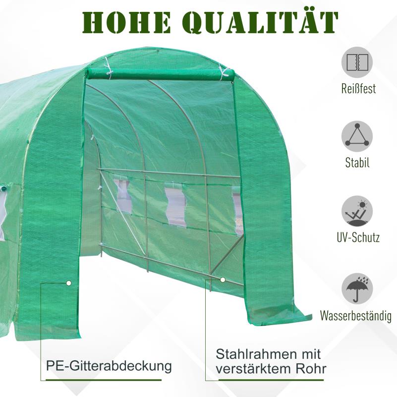 Serretunnel – Tunnelkas – Tuinkas – Kweekkas – Broeikas – Extra Groot Walk-in Model – Stevig Gegalvaniseerd Frame & Transparante PE Panelen – Ruim 445x190x200 cm – Eenvoudige Montage & Optimale Ventilatie
