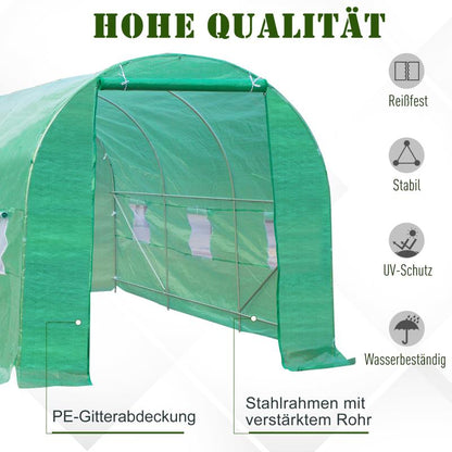 Serretunnel – Tunnelkas – Tuinkas – Kweekkas – Broeikas – Extra Groot Walk-in Model – Stevig Gegalvaniseerd Frame & Transparante PE Panelen – Ruim 445x190x200 cm – Eenvoudige Montage & Optimale Ventilatie