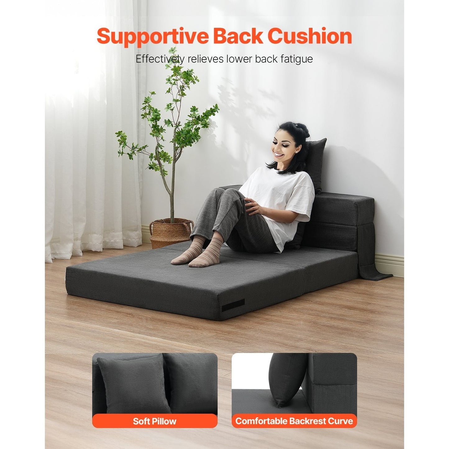 Slaapbank – Bankbed – Klapbed – Opklapbed – Zitbank – Donkergrijs – 3-in-1 Ontwerp – Hoogwaardig Schuim