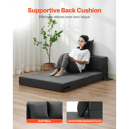Slaapbank – Bankbed – Klapbed – Opklapbed – Zitbank – Donkergrijs – 3-in-1 Ontwerp – Hoogwaardig Schuim