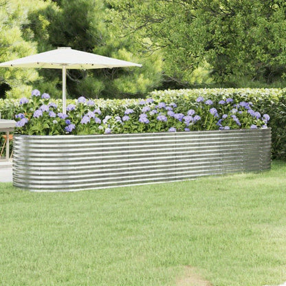 Plantenbak – Bloembak – Tuinbak – Balkonbak – Plantenbak Zilverkleurig – Poedergecoat Staal – Weerbestendig – Groot Formaat 396x100x68 cm