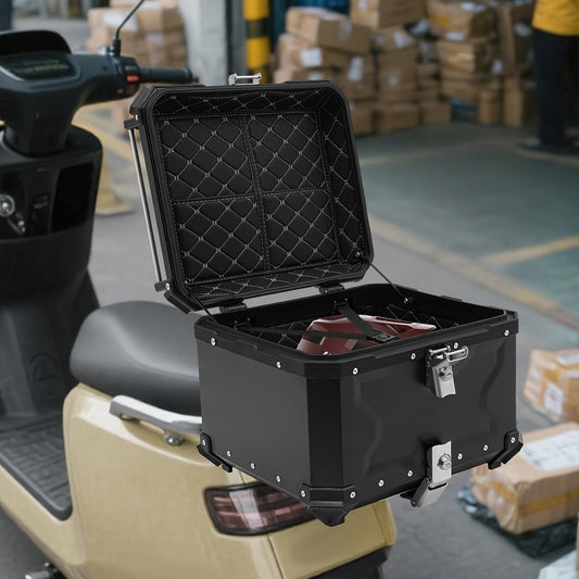 Motorbox – Motorkoffer – Topkoffer – Bagagekoffer – Tail Box – 55 Liter Aluminium – Stevig en Waterdicht – Inclusief Slot en Afneembare Strap
