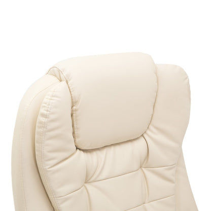HOMCOM Massage Office Executive Chair with 6-Zone Massage & Heating, Ergonomic High Back Recliner with Adjustable Headrest, Lumbar Support, Height Adjustment, 360° Swivel & Sturdy Metal Base - Beige PU Leather for Home Offic