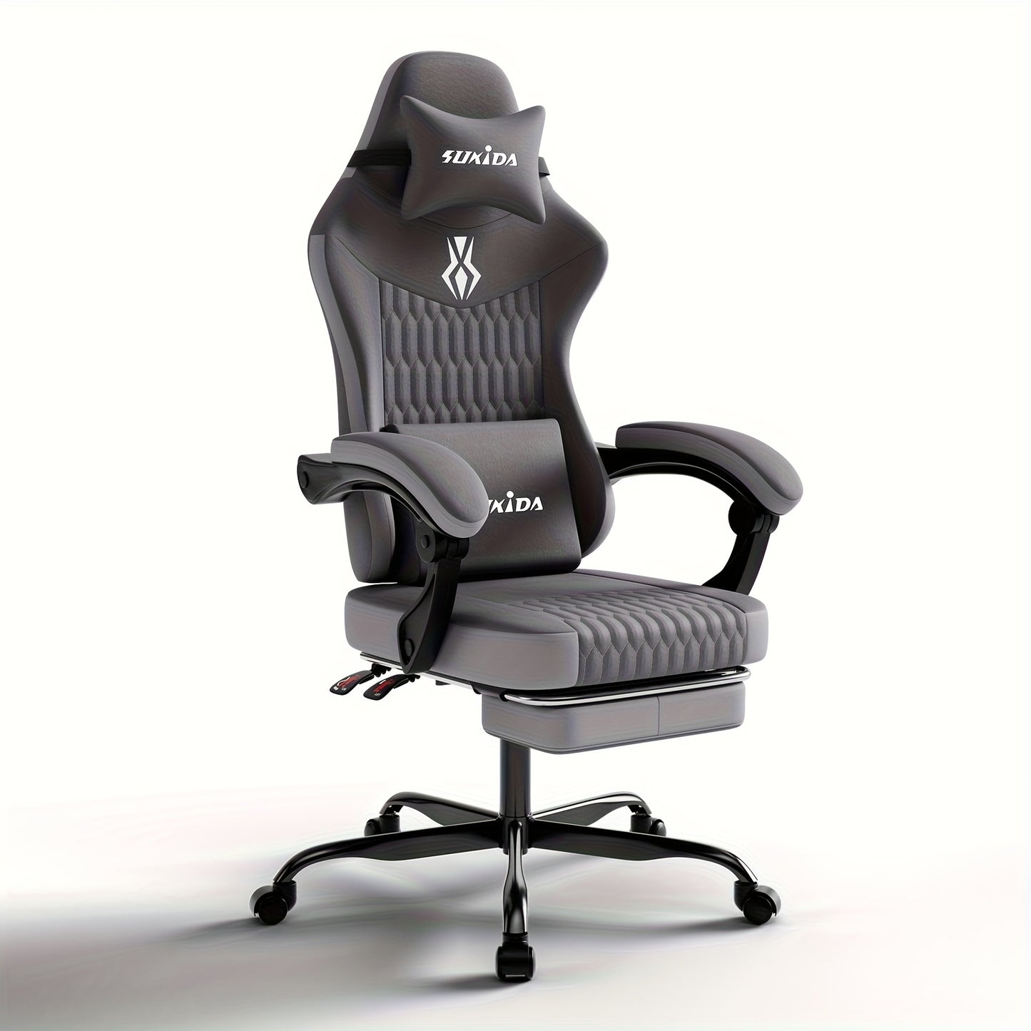 Gamingstoel – Gamestoel – Gaming Chair – Bureaustoel – Game Stoel – Ergonomisch Design – Verstelbare Rugleuning en Voetensteun – Stevig Stalen Frame – Geschikt Voor Harde Vloeren