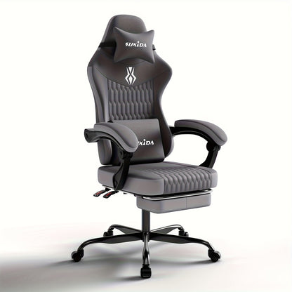 Gamingstoel – Gamestoel – Gaming Chair – Bureaustoel – Game Stoel – Ergonomisch Design – Verstelbare Rugleuning en Voetensteun – Stevig Stalen Frame – Geschikt Voor Harde Vloeren