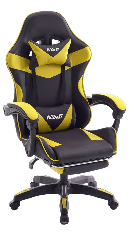 Gamingstoel – Gamestoel – Game Stoel – Gaming Chair – Bureaustoel – Ergonomisch Ontwerp – Verstelbare Voetensteun Geel