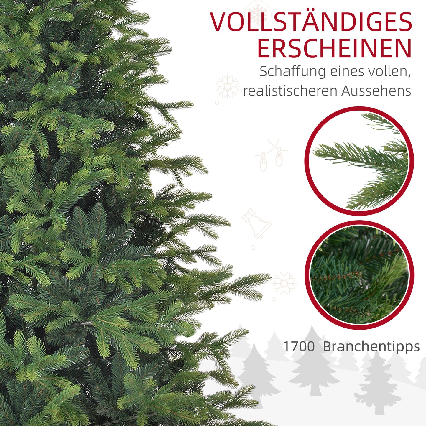 Kerstboom Kunstboom Kunstkerstboom Kunstkerstboom Decoratie Dennenboom – Realistisch Uitziend – Brandvertragend Materiaal – Stabiele Metalen Voet – 183 cm – Groen