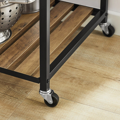Keukentrolley – Serveerwagen – Opbergkast – Keukenwagen – Keukenrek – Industrieel Design – 110x45x92 cm – Zwenkwielen Met Rem