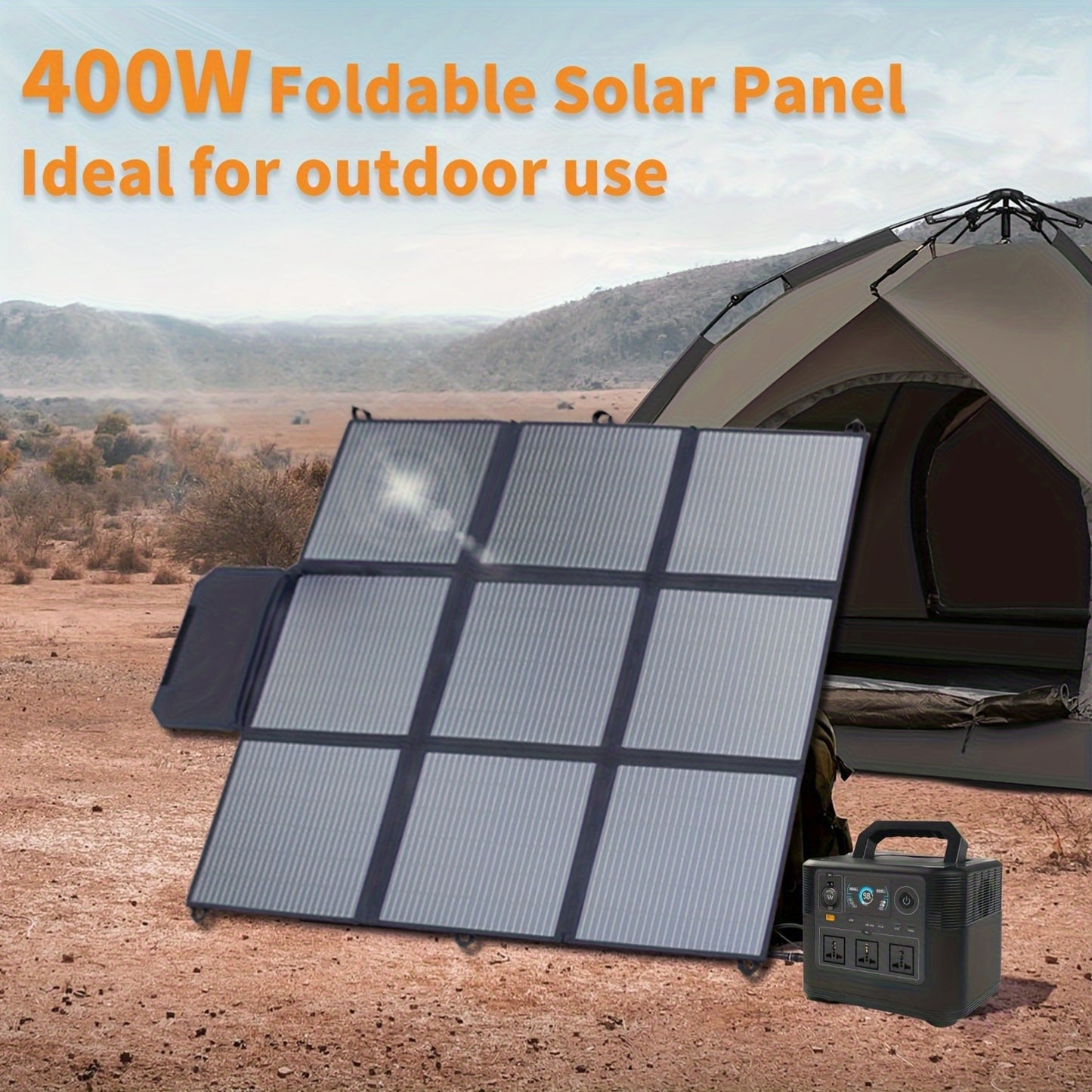 Draagbaar Zonnepaneel – Opvouwbaar Zonnepaneel – Camping Zonnepaneel – Mobiel Zonnepaneel – 400W Vermogen – Monokristallijn - QUORE