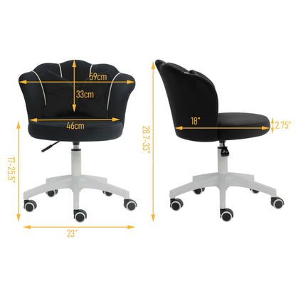 Bureaustoel – Werkstoel – Computerstoel – Make-upstoel – Draaistoel – Verstelbare Zithoogte – Velvet Bekleding Wit
