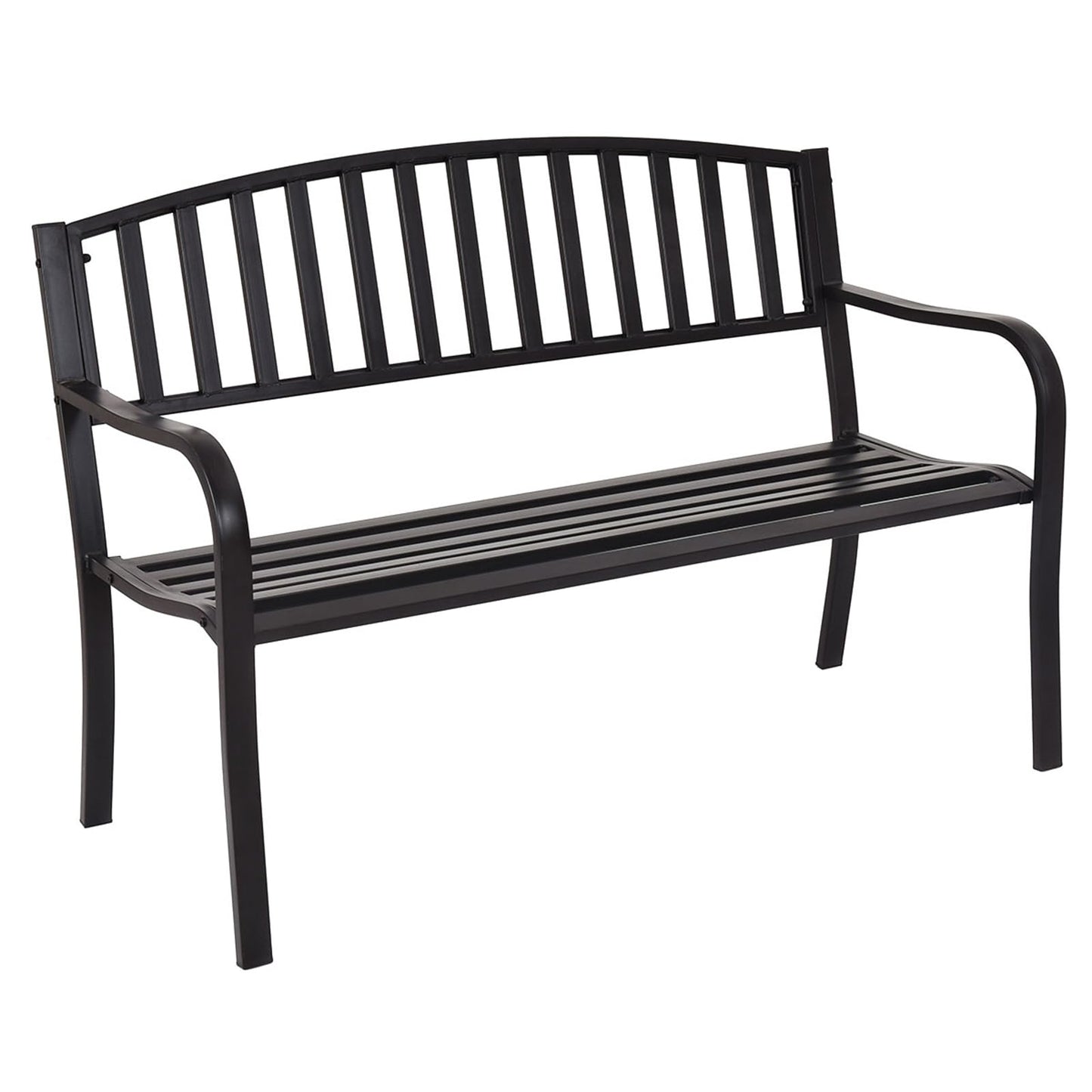 Tuinbank – Buitenbank – Parkbank – Balkonbank – Zitbank – Metaal – Weerbestendig – 127x60x87 cm – Voor 2-3 Personen – Met Rugleuning En Armleuningen