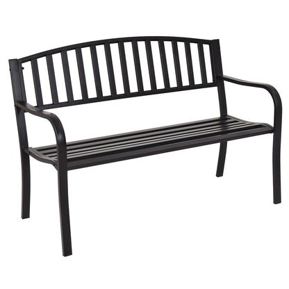 Tuinbank – Buitenbank – Parkbank – Balkonbank – Zitbank – Metaal – Weerbestendig – 127x60x87 cm – Voor 2-3 Personen – Met Rugleuning En Armleuningen