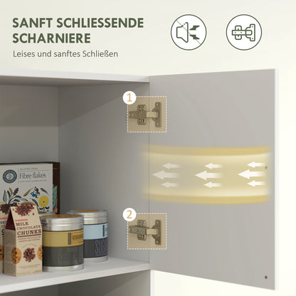 Witte Keukenkast – Opbergkast – Keukenkasten – Kast Met Deuren – Keukenkast Met Werkblad – 4 Kasten Met 6 Deuren – Stevig Spaanplaat Werkblad – 12 Soepele Scharnieren