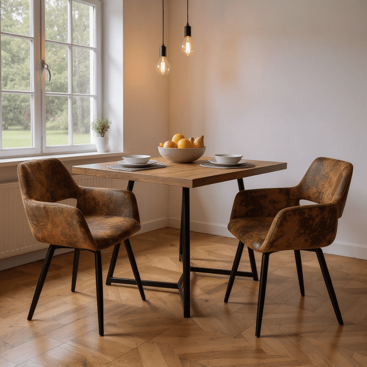 Eetkamerstoel – Kuipstoel – Stoel Met Armleuningen – Industrieel – Retro – Suède Bekleding – Met Metaal Frame – Comfortabel Zitcomfort