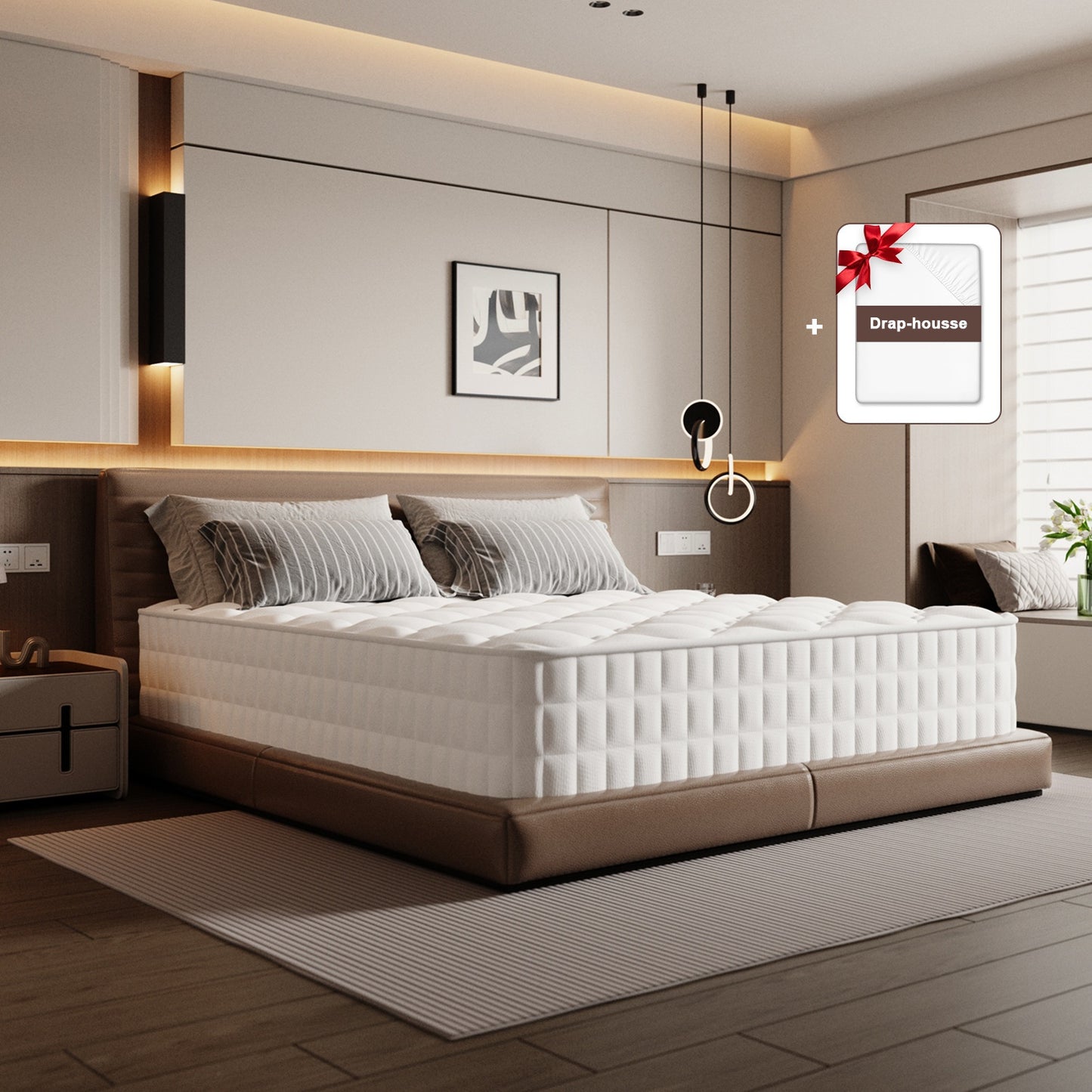 Matras – Pocketveringmatras – Binnenveringsmatras – 7-zones matras – Matrassen – 90x200 cm – 22 cm Hoog – Medium Stevig – Katoen Pillow Top