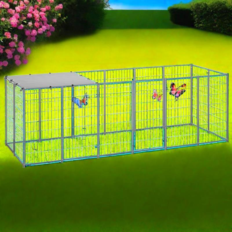 Hondenkennel – Hondenren – Hondenkooi – Dierenverblijf – Hondenhok – Groot 330x110x110 cm – Stevige Stalen Constructie – Weerbestendig Veilig Verblijf