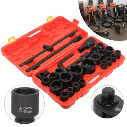 Dopsleutelset – Doppenset – Ratelsleutel – Gereedschapset – Sleutelset – 26-delig – Chrome Vanadium Staal – 3/4" & 1" Aandrijving 21-65mm