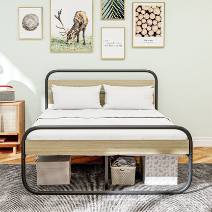 Tweepersoonsbed – Bed – Boxspring – Slaapbank – Bedframe – Industrieel Design – 140x190 cm – Stalen Frame Met Opbergruimte