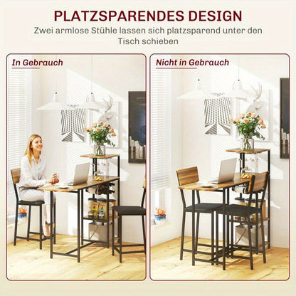 Barset – Barmeubel – Keukentafel – Krukken – Bistroset – Opvouwbare Tafel – Inklapbare Krukken – Stalen Frame – Compact Ruimtebesparend Design