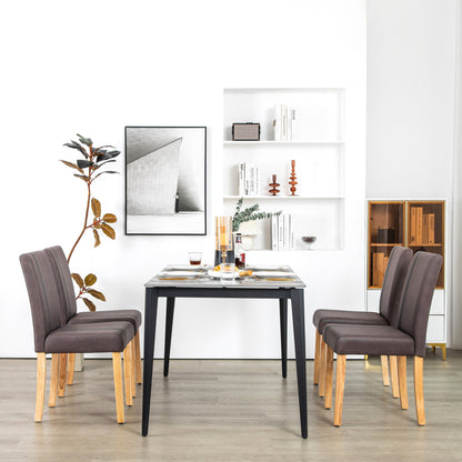Eetkamerstoelen – Stoelen – Kuipstoelen – Zitmeubels – Zithoeken – Massief Houten Poten – Comfortabel Schuim Zittingen – Hoogte Rugleuning – Donkerbruin