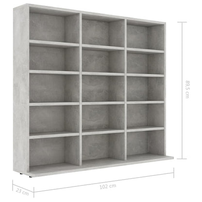 cd kast – cd meubel – cd opbergkast – cd rek – media kast – betonlook afwerking – 102x23x89,5 cm – duurzaam plaatmateriaal