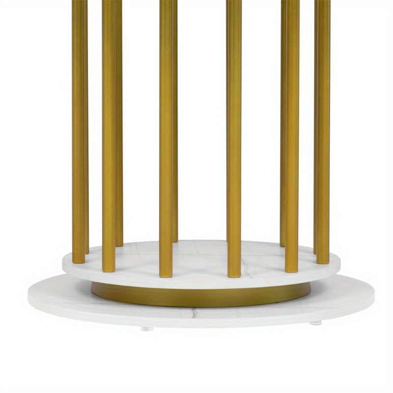 Ronde Eettafel – Ronde Tafel – Eetkamertafel – Keukentafel – Kleine Tafel – Marmerlook Blad – Stevig Metalen Frame – 100 cm Diameter – 4-6 Personen