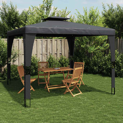 Prieel – Tuinpaviljoen – Tuin Prieel – Overkapping – Partytent – Robuust Roestvrij Stalen Frame – Ventilerend 2-Laags Polyester Dak 3,98x2,98m Antraciet