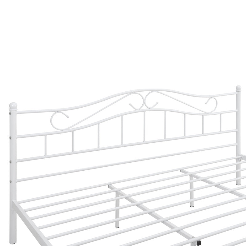 Metalen Bed – Stalen Bed – Kinderbed – Eenpersoonsbed – Tweepersoonsbed – Mat Wit – 140 x 200 cm – Stevig Metalen Frame – Inclusief Lattenbodem