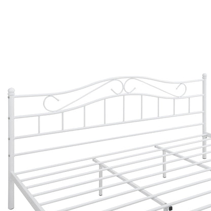 Metalen Bed – Stalen Bed – Kinderbed – Eenpersoonsbed – Tweepersoonsbed – Mat Wit – 140 x 200 cm – Stevig Metalen Frame – Inclusief Lattenbodem