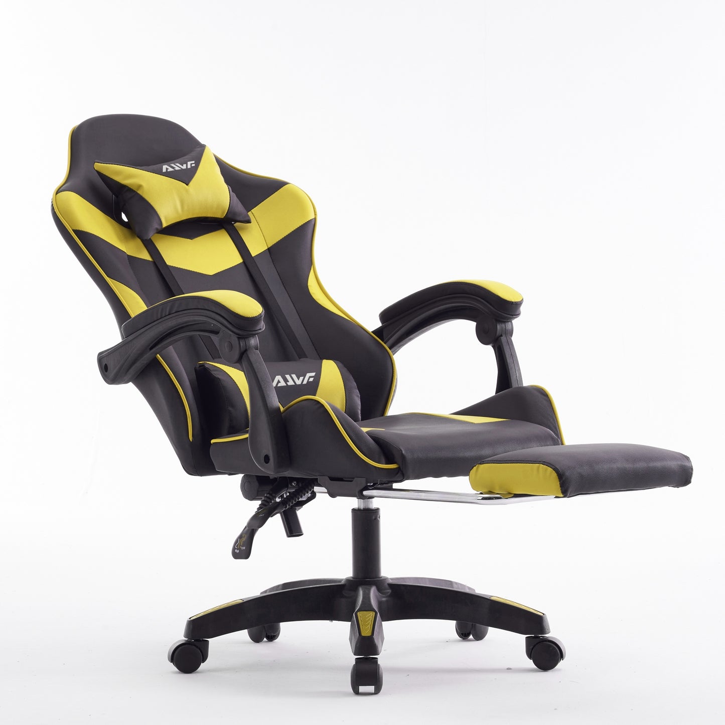 Gamingstoel – Gamestoel – Gaming Chair – Game Stoel – Bureaustoel – Ergonomisch Ontwerp – Memory Foam Bekleding – Verstelbare Voetensteun – Fel Geel