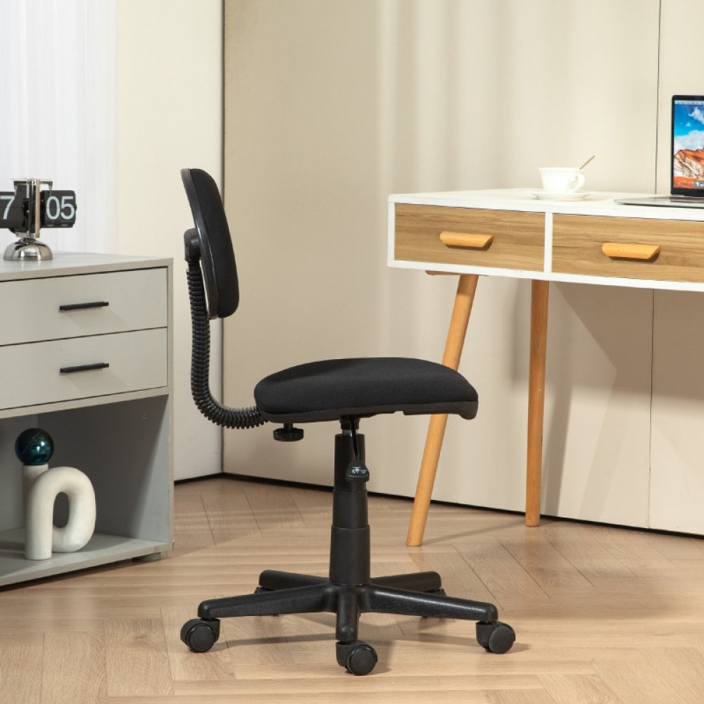 Bureaustoel – Ergonomische Stoel – Office Chair – Draaistoel – Computerstoel – Verstelbaar in Hoogte – Elastische Stof – Zwart – Comfortabele Zitervaring – Compact & Ruimtebesparend